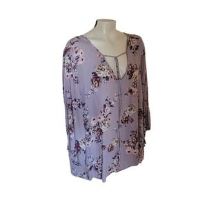 PERCH BLU PEPPER Floral Lavender Womens Tunic Top  3XL‎ Lightweight & Flowy Des